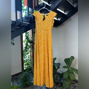 Lulus Mustard Floral long backless dress